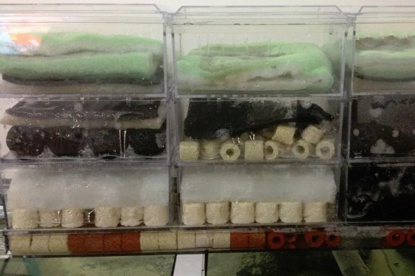 滴流盒滤材的摆放顺序，第一层下面铺玻璃环